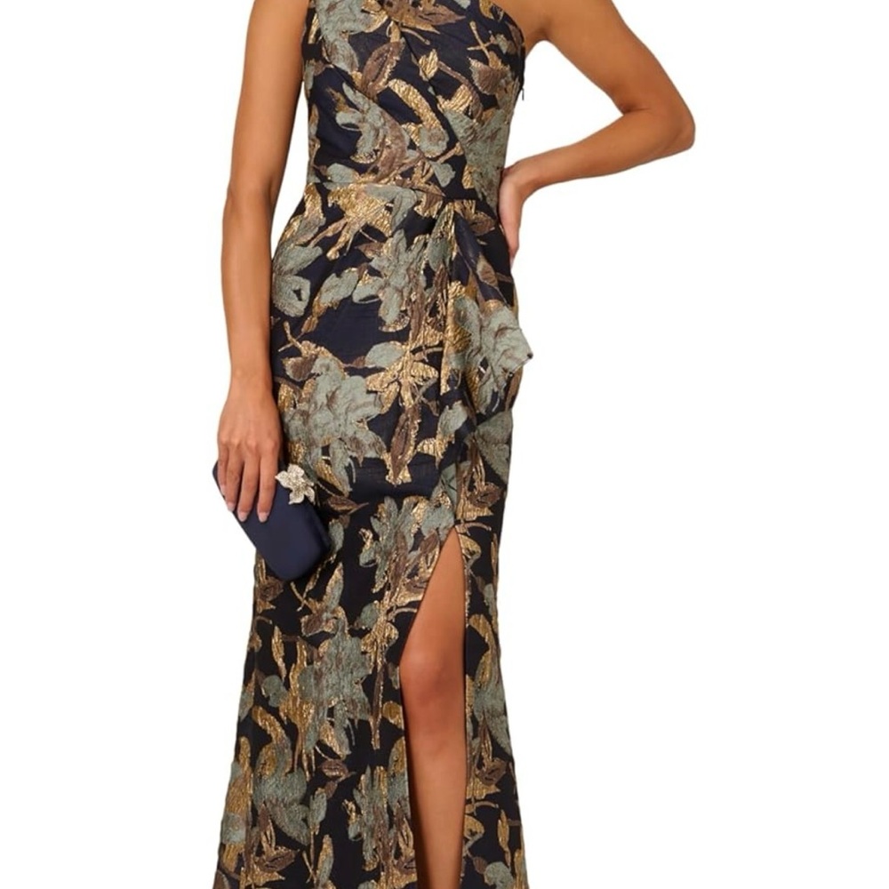 Adrianna Papell One-Shoulder Jacquard Dress